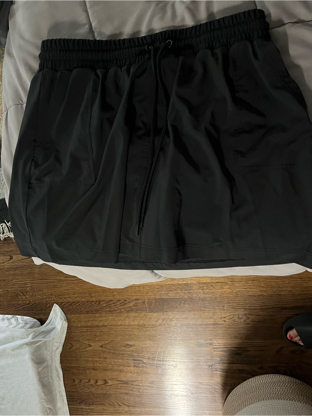 Black Drawstring Athletic Skirt